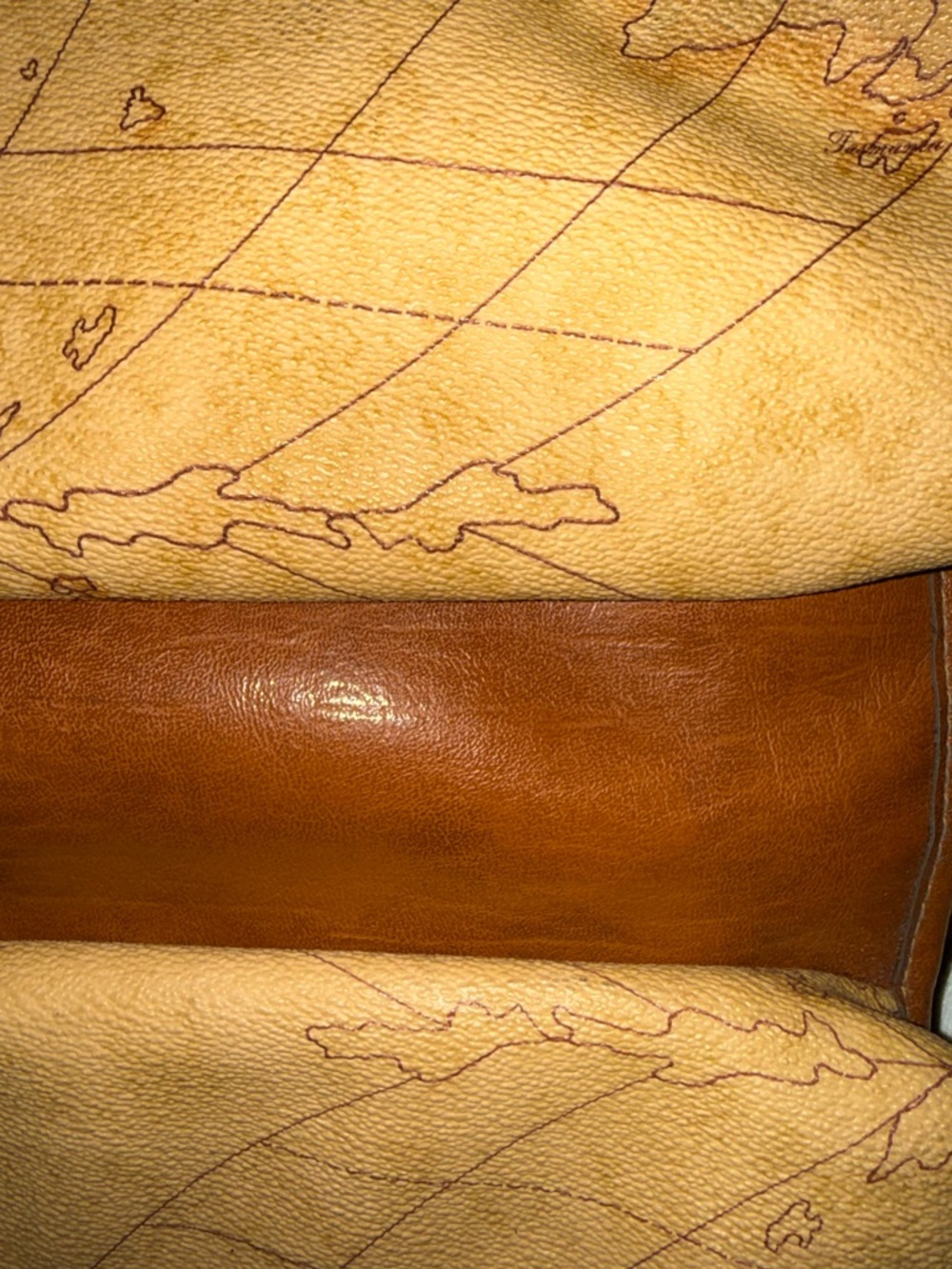 Vintage Map-Print Canvas Travel Duffle Bag - Tan/Brown - Picture 6 of 9